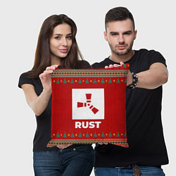 Подушка квадратная Rust new year, цвет: 3D-принт — фото 2