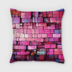 Подушка квадратная Pink bricks, цвет: 3D-принт