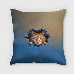 Подушка квадратная Выглядывающий котенок, цвет: 3D-принт