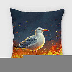 Подушка квадратная Чайка в огне, цвет: 3D-принт