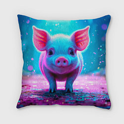 Подушка квадратная Свинка в розовом свете, цвет: 3D-принт