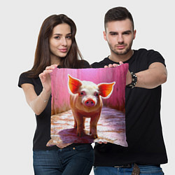 Подушка квадратная Поросенок в розовом, цвет: 3D-принт — фото 2