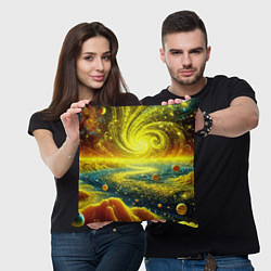 Подушка квадратная Neon galaxy - ai art fantasy, цвет: 3D-принт — фото 2