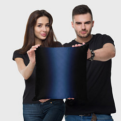 Подушка квадратная Чёрно-синий градиент по центру текстура, цвет: 3D-принт — фото 2