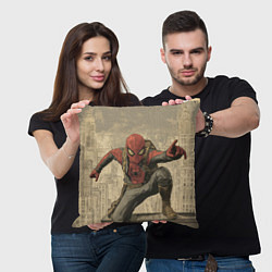 Подушка квадратная Человек-паук готов спасать мир, цвет: 3D-принт — фото 2