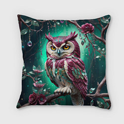 Подушка квадратная Волшебная сова в самоцветном лесу, цвет: 3D-принт