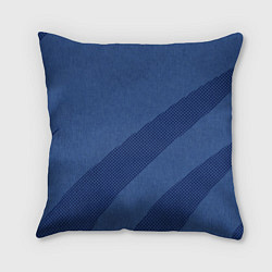 Подушка квадратная Синий текстурный с полосой, цвет: 3D-принт