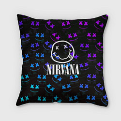 Подушка квадратная Nirvana x marshmello neon, цвет: 3D-принт