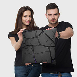 Подушка квадратная Черные объемные плиты текстура, цвет: 3D-принт — фото 2