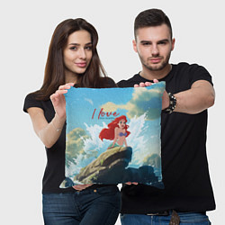 Подушка квадратная Ariel I love the ocean - русалка - beautiful big p, цвет: 3D-принт — фото 2