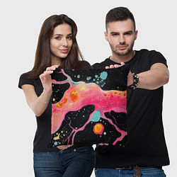 Подушка квадратная Розовая текстура в черном, цвет: 3D-принт — фото 2