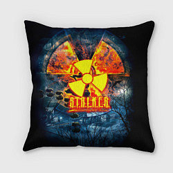 Подушка квадратная Stalker огненное лого чернобыль, цвет: 3D-принт