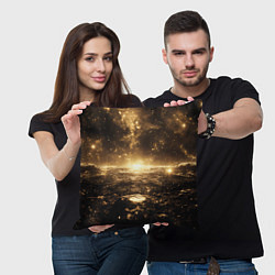 Подушка квадратная Коричневая текстура с золотой пыльцой, цвет: 3D-принт — фото 2