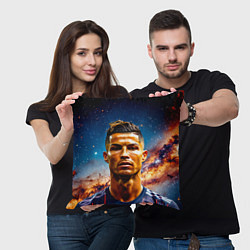 Подушка квадратная Криштиану Роналду в космосе, цвет: 3D-принт — фото 2