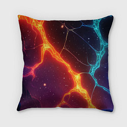 Подушка квадратная Сине-оранжевые молнии текстура, цвет: 3D-принт