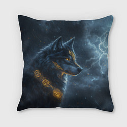 Подушка квадратная Волк фэнтези стиль, цвет: 3D-принт