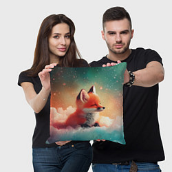 Подушка квадратная Милый лисенок спит на облаке, цвет: 3D-принт — фото 2