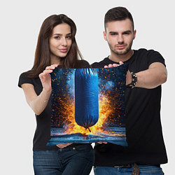 Подушка квадратная Синяя боксерская груша в огне, цвет: 3D-принт — фото 2