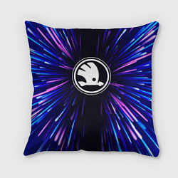 Подушка квадратная Skoda neon energy, цвет: 3D-принт