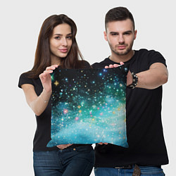 Подушка квадратная Бирюзовые блестки фон, цвет: 3D-принт — фото 2