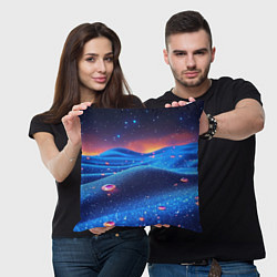 Подушка квадратная Синяя дюна - текстура, цвет: 3D-принт — фото 2