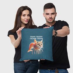 Подушка квадратная Trippi troppi troppa trippa - brainrot cat meme, цвет: 3D-принт — фото 2