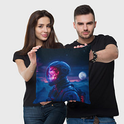 Подушка квадратная Синий космонавт с красным черепом, цвет: 3D-принт — фото 2