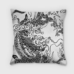 Подушка квадратная Татуировка дракона на белом, цвет: 3D-принт