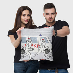 Подушка квадратная Дурка мем скорая, цвет: 3D-принт — фото 2