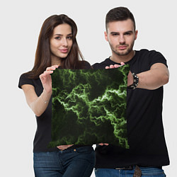 Подушка квадратная Lightning green glow, цвет: 3D-принт — фото 2