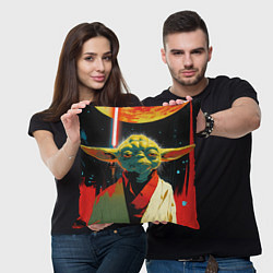 Подушка квадратная Йода космический фон, цвет: 3D-принт — фото 2