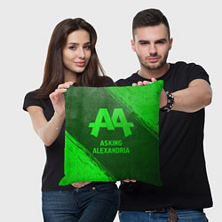 Подушка квадратная Asking Alexandria - green gradient, цвет: 3D-принт — фото 2