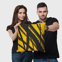 Подушка квадратная Абстракция на желтом, цвет: 3D-принт — фото 2