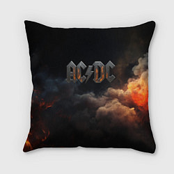 Подушка квадратная ACDC металлический лого, цвет: 3D-принт