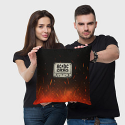 Подушка квадратная ACDC лого на кассете, цвет: 3D-принт — фото 2
