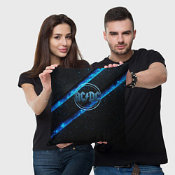 Подушка квадратная ACDC черно-синяя текстура, цвет: 3D-принт — фото 2