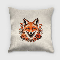 Подушка квадратная Japanese fox in flowers, цвет: 3D-принт