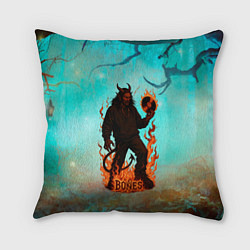 Подушка квадратная Bones в стиле демона, цвет: 3D-принт
