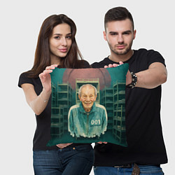 Подушка квадратная Игра в кальмара игрок 001, цвет: 3D-принт — фото 2