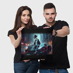 Подушка квадратная Бендер счастливый владелец Ламборджини, цвет: 3D-принт — фото 2