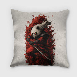 Подушка квадратная Демоническая панда самурай - нейроарт, цвет: 3D-принт