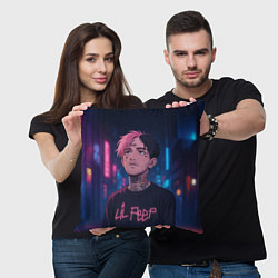 Подушка квадратная LiL Peep - Неоновый аниме арт, цвет: 3D-принт — фото 2