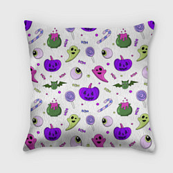 Подушка квадратная Halloween purple pumpkin pattern, цвет: 3D-принт