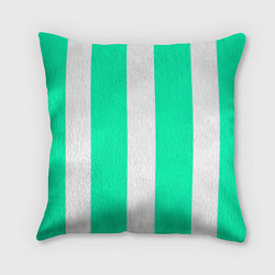 Подушка квадратная Color turquoise white line, цвет: 3D-принт