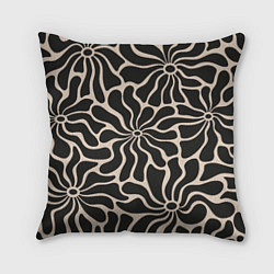 Подушка квадратная Цветы black pattern, цвет: 3D-принт