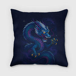 Подушка квадратная Космический неоновый дракон - нейроарт, цвет: 3D-принт