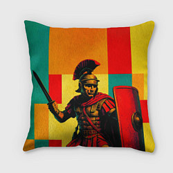 Подушка квадратная Римский легионер поп-арт, цвет: 3D-принт