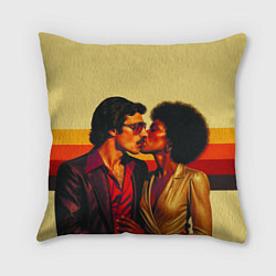 Подушка квадратная Диско поцелуй поп-арт 1970-е, цвет: 3D-принт