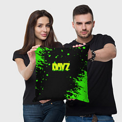 Подушка квадратная Dayz кислотное краски логотип, цвет: 3D-принт — фото 2