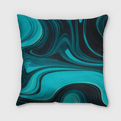Подушка квадратная Мраморный малахитовый узор из изумрудных разводов, цвет: 3D-принт